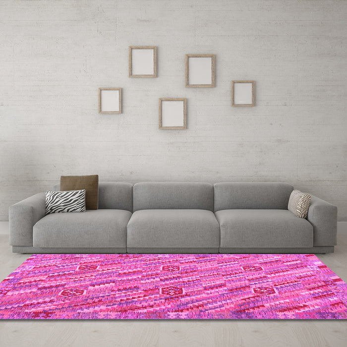 Machine Washable Southwestern Pink Country Rug in a Living Room, wshcon2531pnk