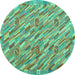 Round Southwestern Turquoise Country Rug, con2531turq