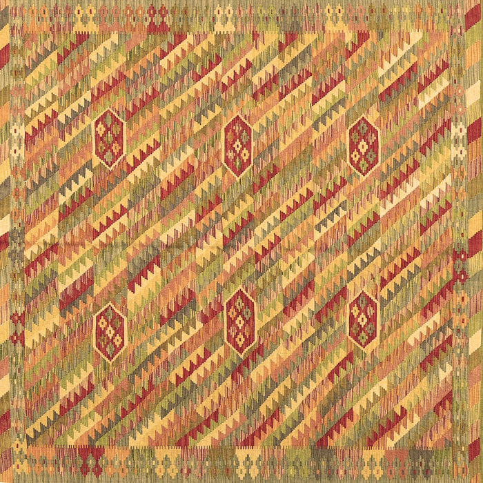 Square Machine Washable Southwestern Brown Country Rug, wshcon2531brn