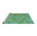 Sideview of Machine Washable Southwestern Turquoise Country Area Rugs, wshcon2531turq
