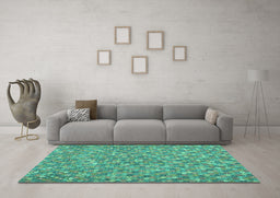 Machine Washable Southwestern Turquoise Country Area Rugs in a Living Room,, wshcon2532turq