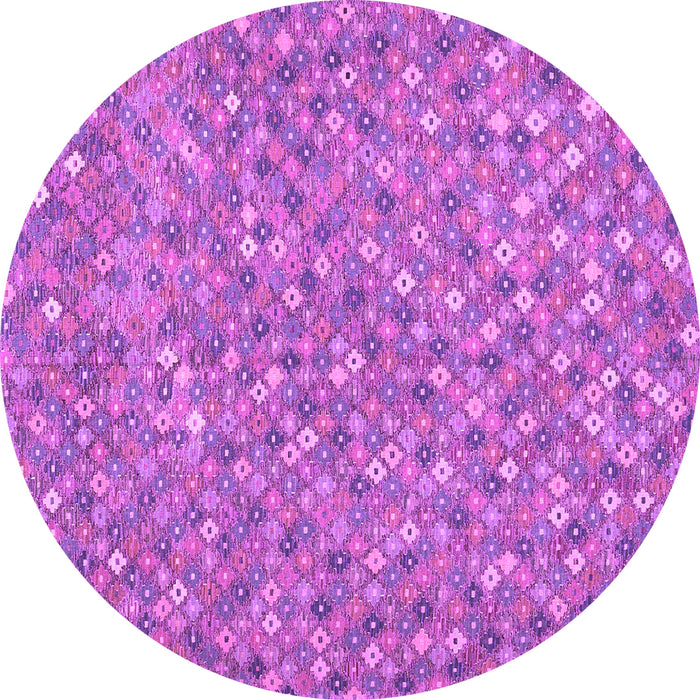 Round Machine Washable Southwestern Purple Country Area Rugs, wshcon2532pur