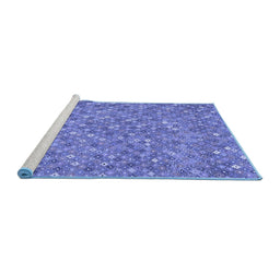 Sideview of Machine Washable Southwestern Blue Country Rug, wshcon2532blu