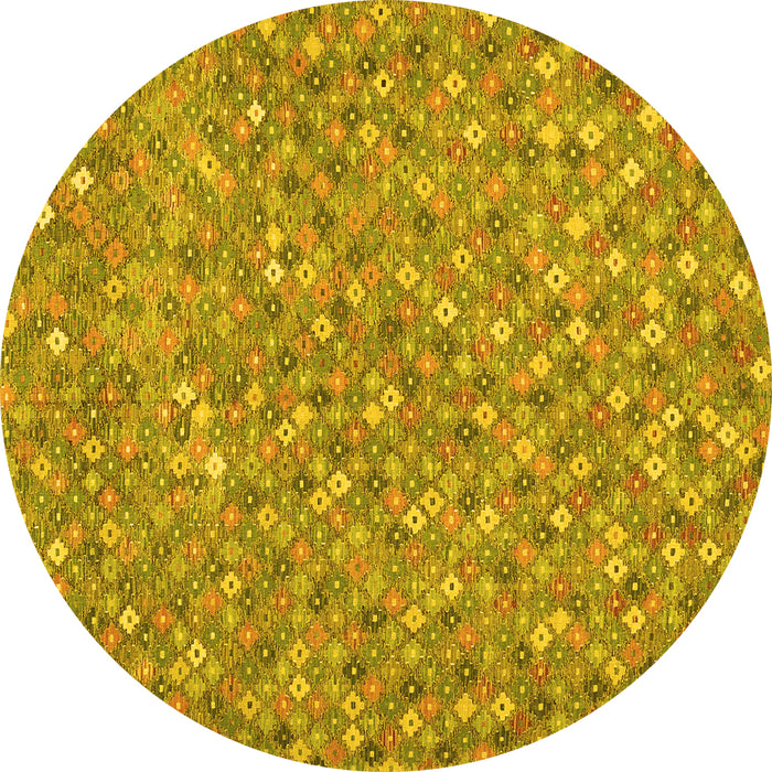 Round Southwestern Yellow Country Rug, con2532yw