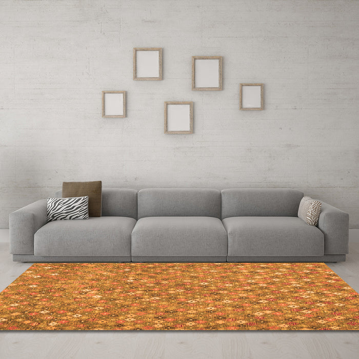 Machine Washable Southwestern Orange Country Area Rugs in a Living Room, wshcon2532org