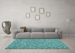 Machine Washable Southwestern Light Blue Country Rug in a Living Room, wshcon2532lblu