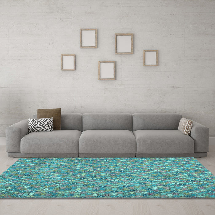 Machine Washable Southwestern Light Blue Country Rug in a Living Room, wshcon2532lblu