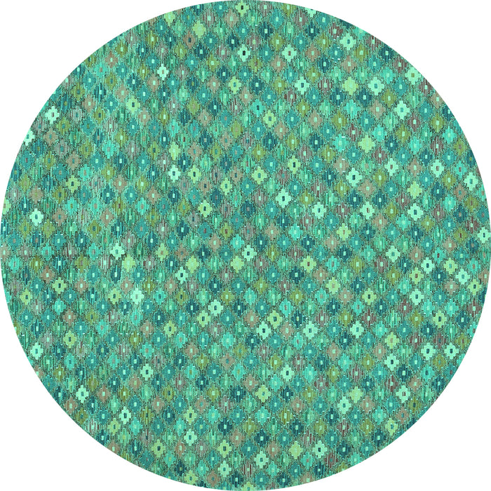 Round Southwestern Turquoise Country Rug, con2532turq