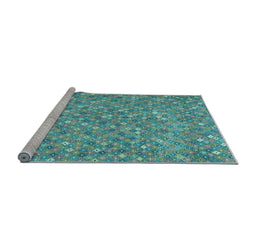 Sideview of Machine Washable Southwestern Light Blue Country Rug, wshcon2532lblu