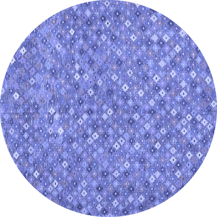Round Machine Washable Southwestern Blue Country Rug, wshcon2532blu