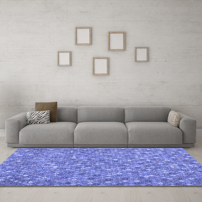 Machine Washable Southwestern Blue Country Rug in a Living Room, wshcon2532blu