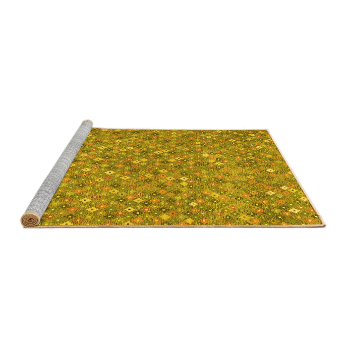 Sideview of Machine Washable Southwestern Yellow Country Rug, wshcon2532yw