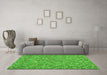 Machine Washable Southwestern Green Country Area Rugs in a Living Room,, wshcon2532grn