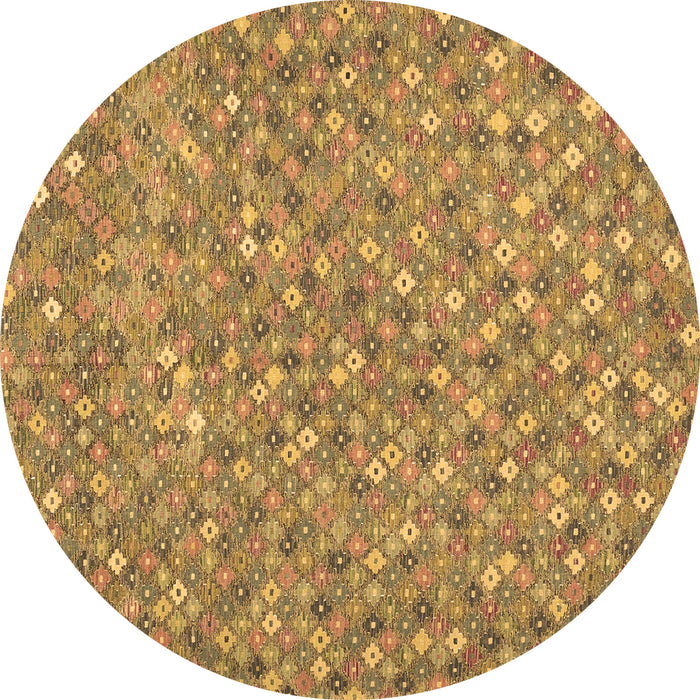 Round Southwestern Brown Country Rug, con2532brn