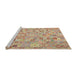 Serging Thickness of Machine Washable Contemporary Copper Red Pink Rug, wshcon2533