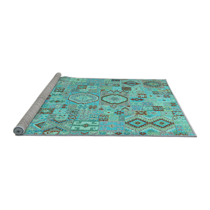Sideview of Machine Washable Southwestern Light Blue Country Rug, wshcon2533lblu