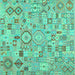 Square Southwestern Turquoise Country Rug, con2533turq