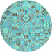 Round Southwestern Light Blue Country Rug, con2533lblu