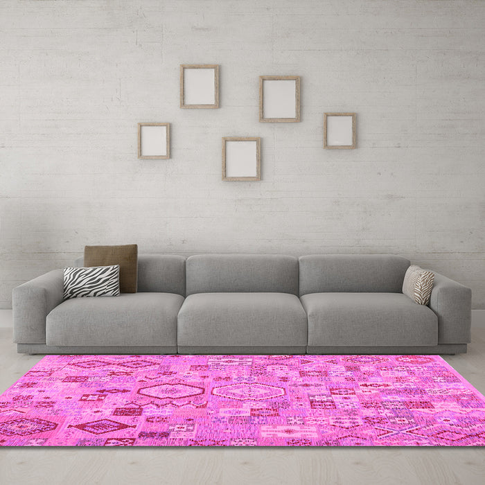 Machine Washable Southwestern Pink Country Rug in a Living Room, wshcon2533pnk
