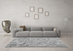 Machine Washable Southwestern Gray Country Rug in a Living Room,, wshcon2533gry