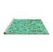 Sideview of Machine Washable Southwestern Turquoise Country Area Rugs, wshcon2533turq