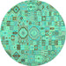 Round Southwestern Turquoise Country Rug, con2533turq