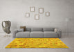 Machine Washable Southwestern Yellow Country Rug in a Living Room, wshcon2533yw