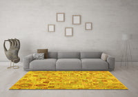 Machine Washable Southwestern Yellow Country Rug, wshcon2533yw