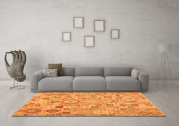 Machine Washable Southwestern Orange Country Area Rugs in a Living Room, wshcon2533org