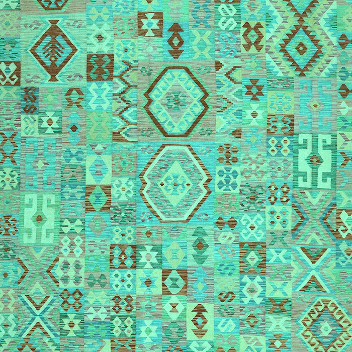 Machine Washable Southwestern Turquoise Country Area Rugs, wshcon2533turq