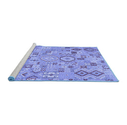 Sideview of Machine Washable Southwestern Blue Country Rug, wshcon2533blu