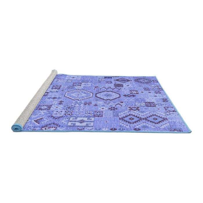 Sideview of Machine Washable Southwestern Blue Country Rug, wshcon2533blu