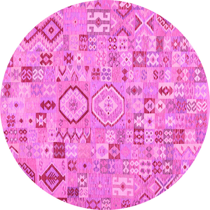 Round Southwestern Pink Country Rug, con2533pnk