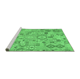 Sideview of Machine Washable Southwestern Emerald Green Country Area Rugs, wshcon2533emgrn