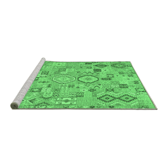 Sideview of Machine Washable Southwestern Emerald Green Country Area Rugs, wshcon2533emgrn