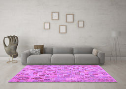 Machine Washable Southwestern Purple Country Area Rugs in a Living Room, wshcon2533pur