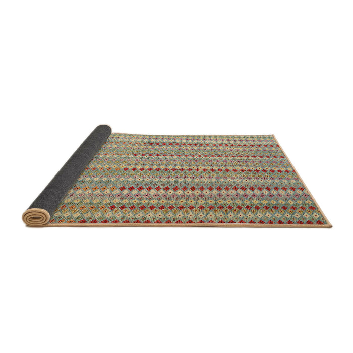 Thickness of Contemporary Dark Khaki Green Southwestern Rug, con2534