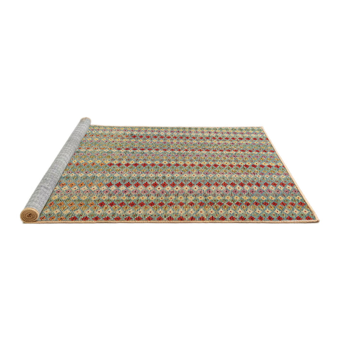 Serging Thickness of Machine Washable Contemporary DarkKhaki Green Rug, wshcon2534