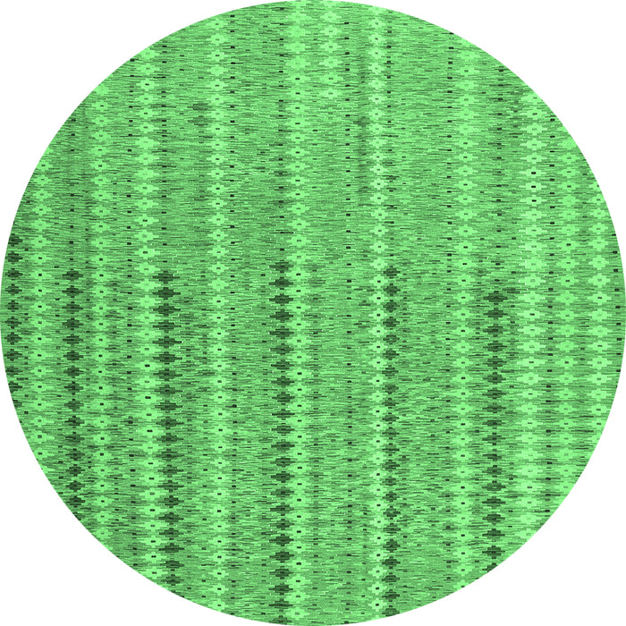 Round Machine Washable Southwestern Emerald Green Country Area Rugs, wshcon2534emgrn