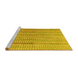 Sideview of Machine Washable Southwestern Yellow Country Rug, wshcon2534yw
