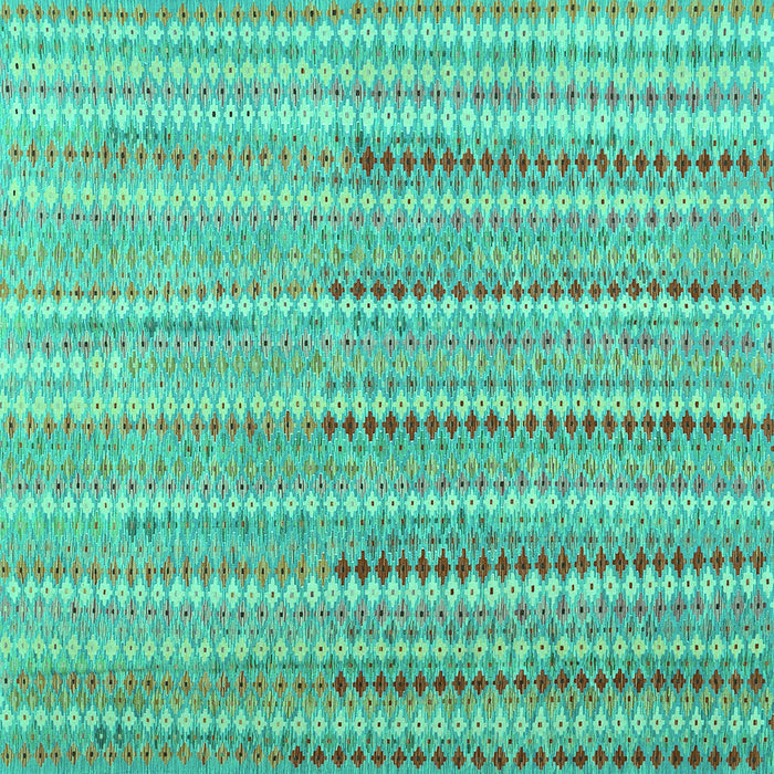Square Machine Washable Southwestern Turquoise Country Area Rugs, wshcon2534turq
