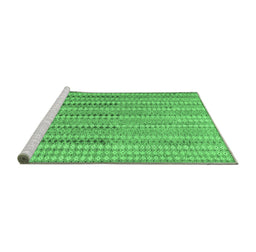 Sideview of Machine Washable Southwestern Emerald Green Country Area Rugs, wshcon2534emgrn