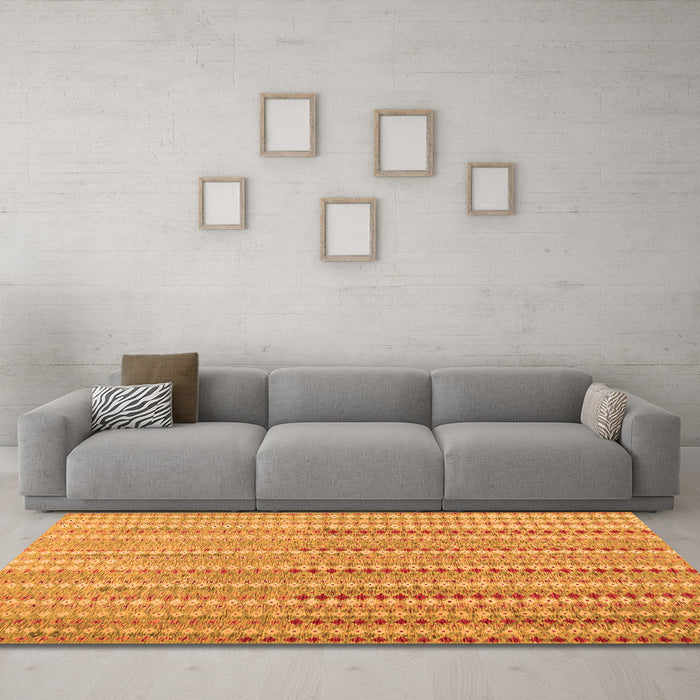 Machine Washable Southwestern Orange Country Area Rugs in a Living Room, wshcon2534org