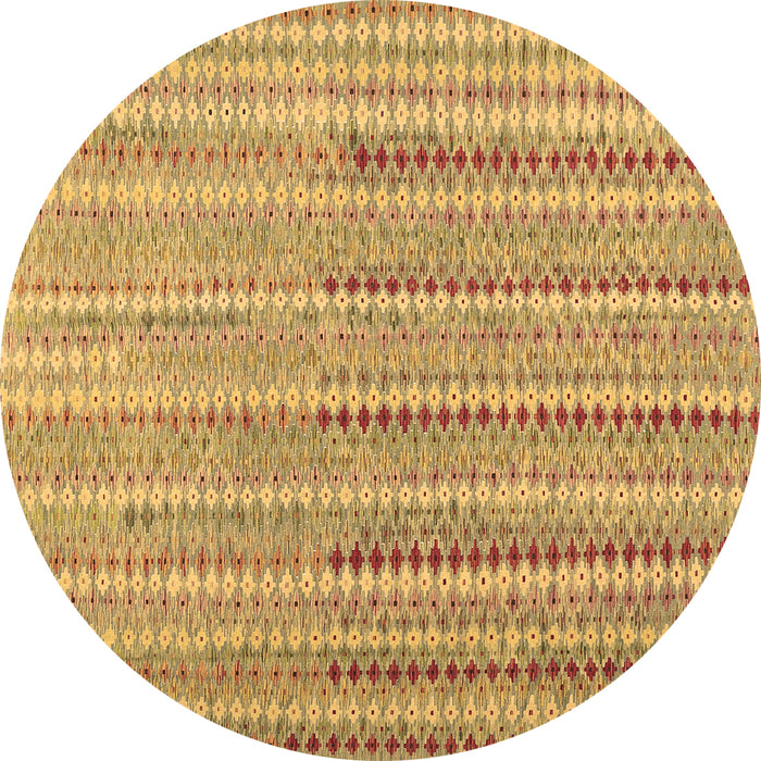Round Machine Washable Southwestern Brown Country Rug, wshcon2534brn