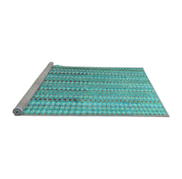 Sideview of Machine Washable Southwestern Light Blue Country Rug, wshcon2534lblu