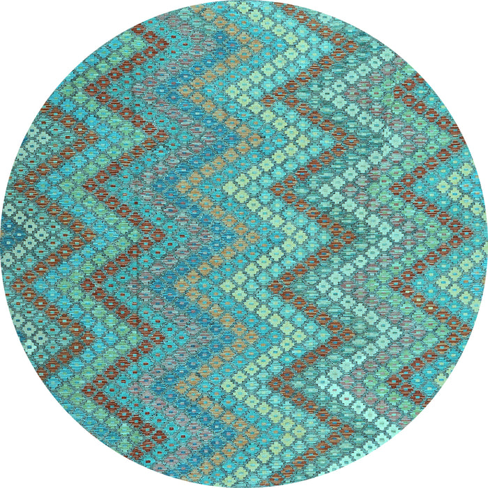 Round Machine Washable Southwestern Light Blue Country Rug, wshcon2535lblu
