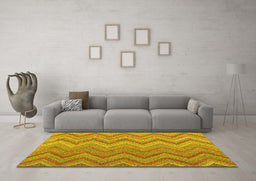 Machine Washable Southwestern Yellow Country Rug in a Living Room, wshcon2535yw