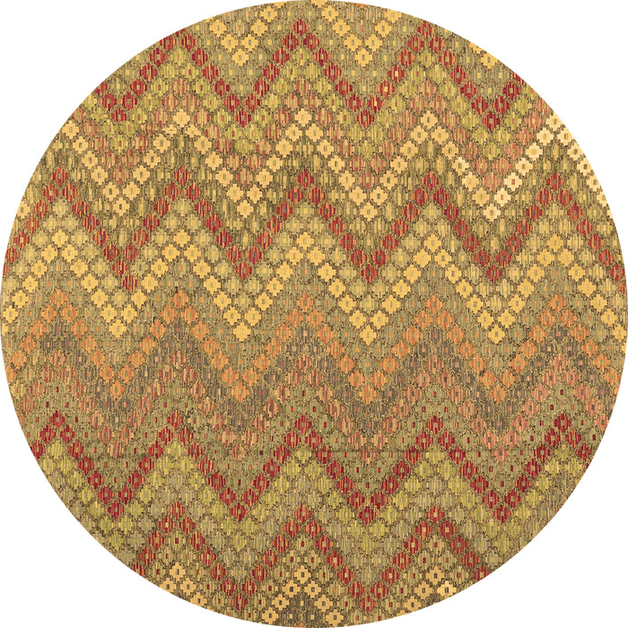 Round Machine Washable Southwestern Brown Country Rug, wshcon2535brn