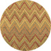 Round Machine Washable Southwestern Brown Country Rug, wshcon2535brn