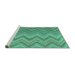 Sideview of Machine Washable Southwestern Turquoise Country Area Rugs, wshcon2535turq